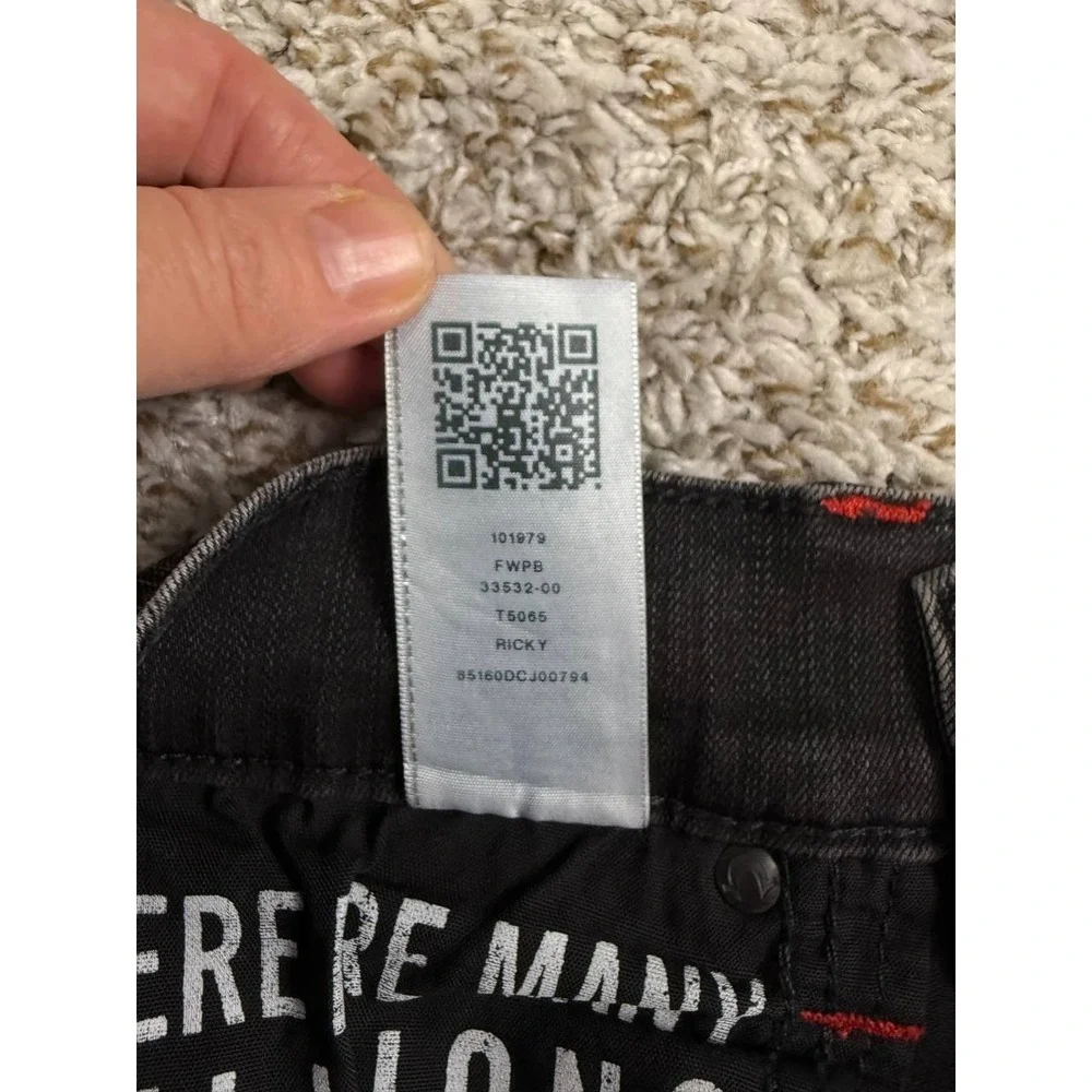 True Religion Ricky Relaxed Straight Gray Denim Jeans Men's Size 30x32